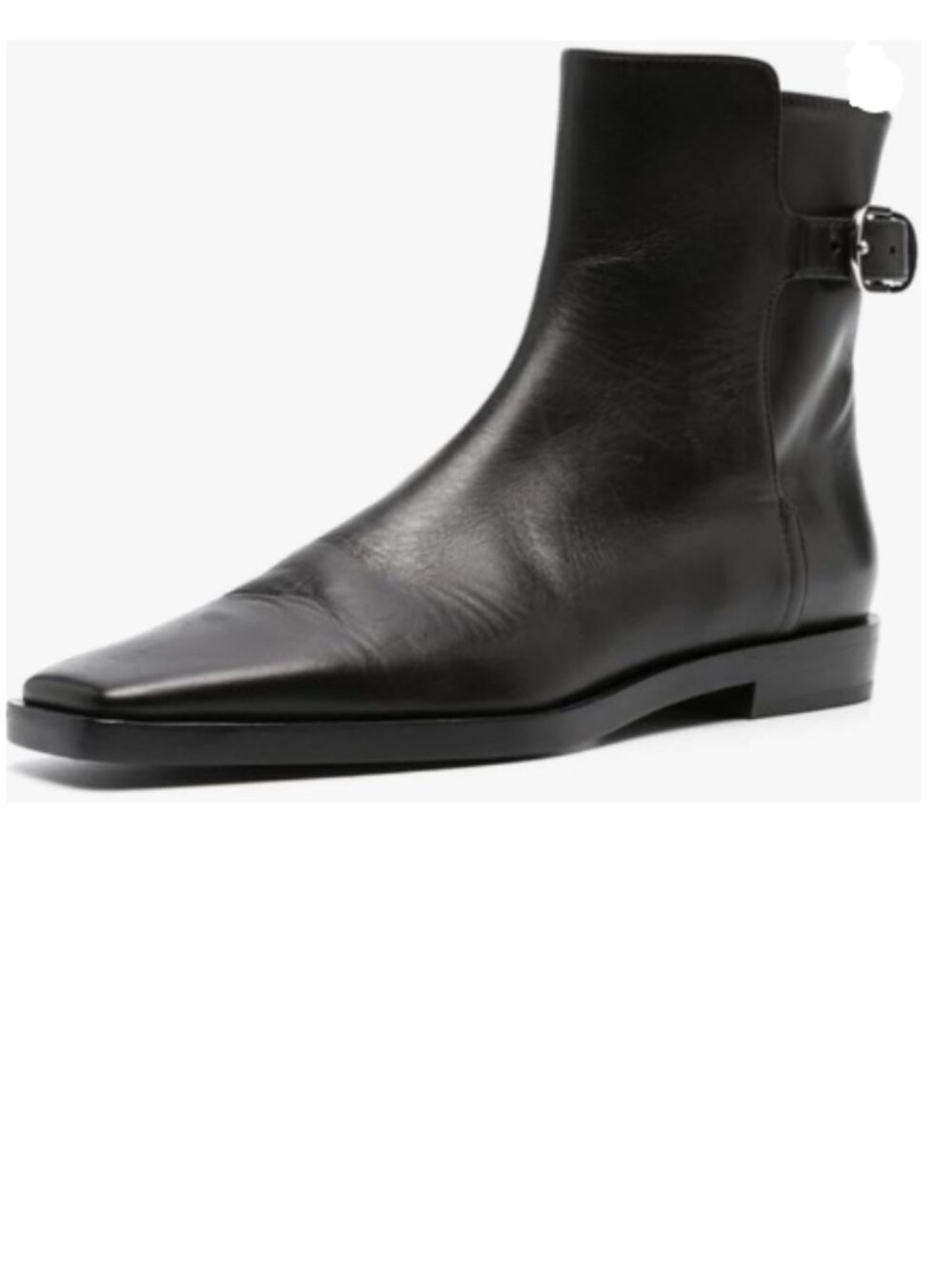 Black Women Low Heel Back Strap Buckle Ankle Boots Square Toe Ladies Boots